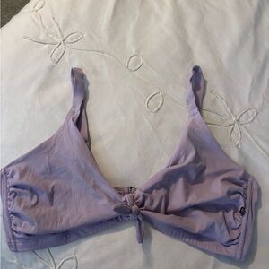 Aqua Lavender Ribbed Tie-Front Bralette